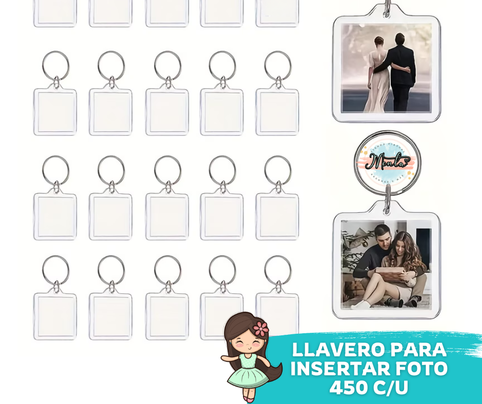 Llavero para insertar foto (cuadrado)