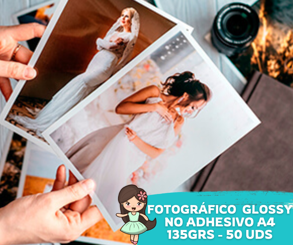 A4 Papel Fotográfico Brillante NO ADH. 135grs 50Uds