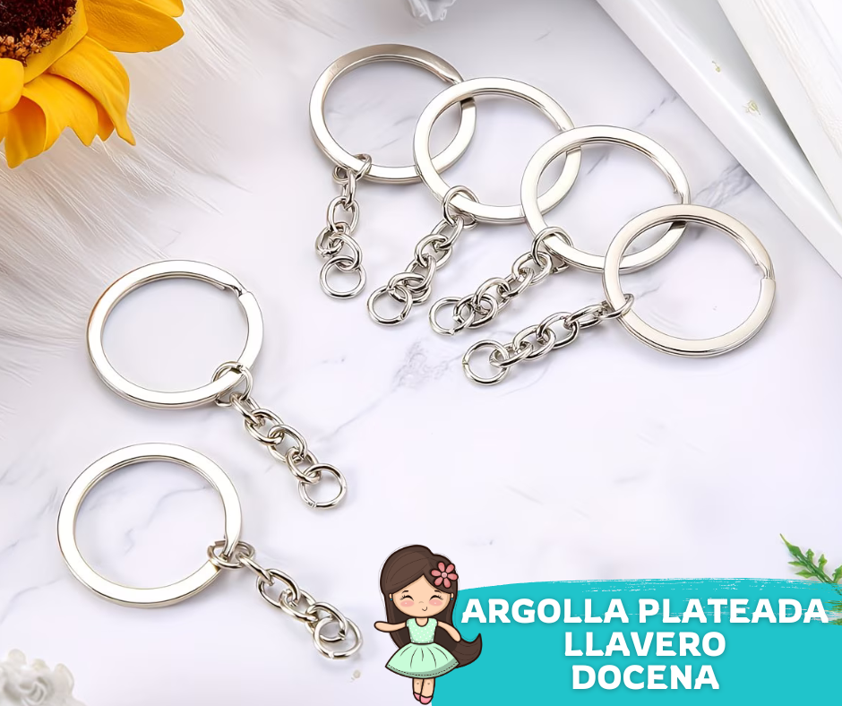 Argolla Plateada Llavero Docena
