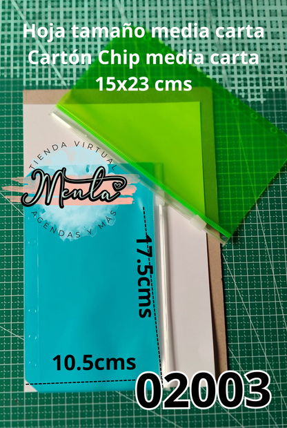 02003 - Bolsita con cierre y 6 huequitos COLORES (Tamaño A6)