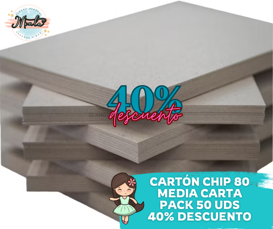 Promo 50 Uds Cartón Chip 80 Media Carta