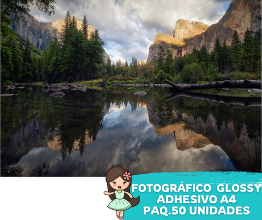 A4 Papel Fotográfico Adhesivo Brillante 135grs 50Uds