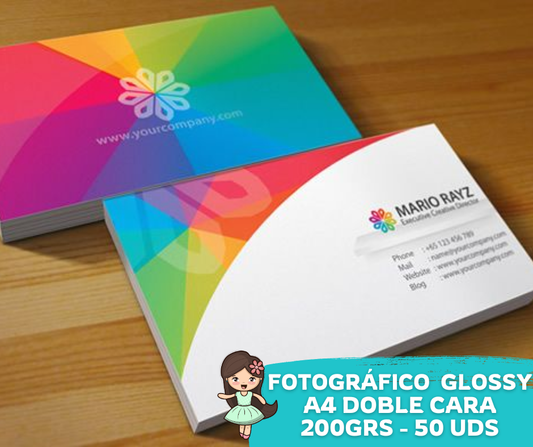 A4 Papel Fotográfico Brillante DOBLE CARA 200GR