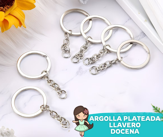 Argolla Plateada Llavero Docena