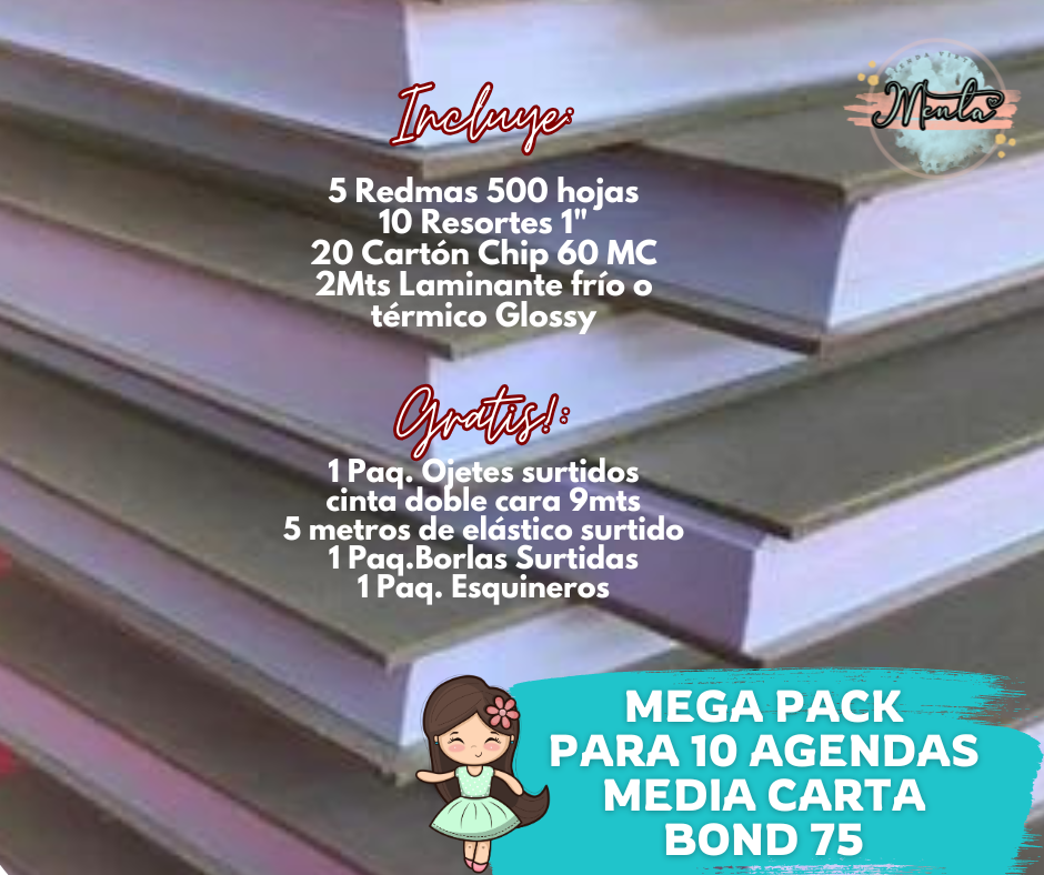 Mega Pack 10 Agendas Media Carta BOND 75