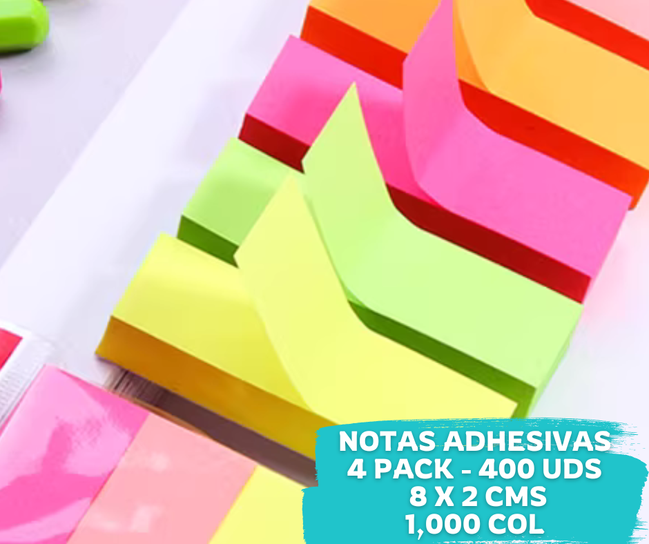 Notas Adhesivas 4 Pack 8x2 cms