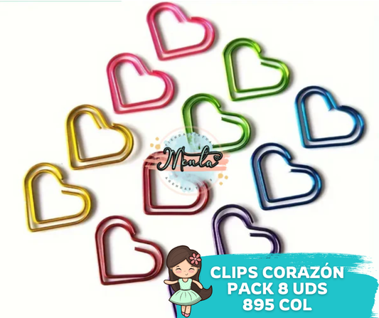 Clips Corazón 8Uds