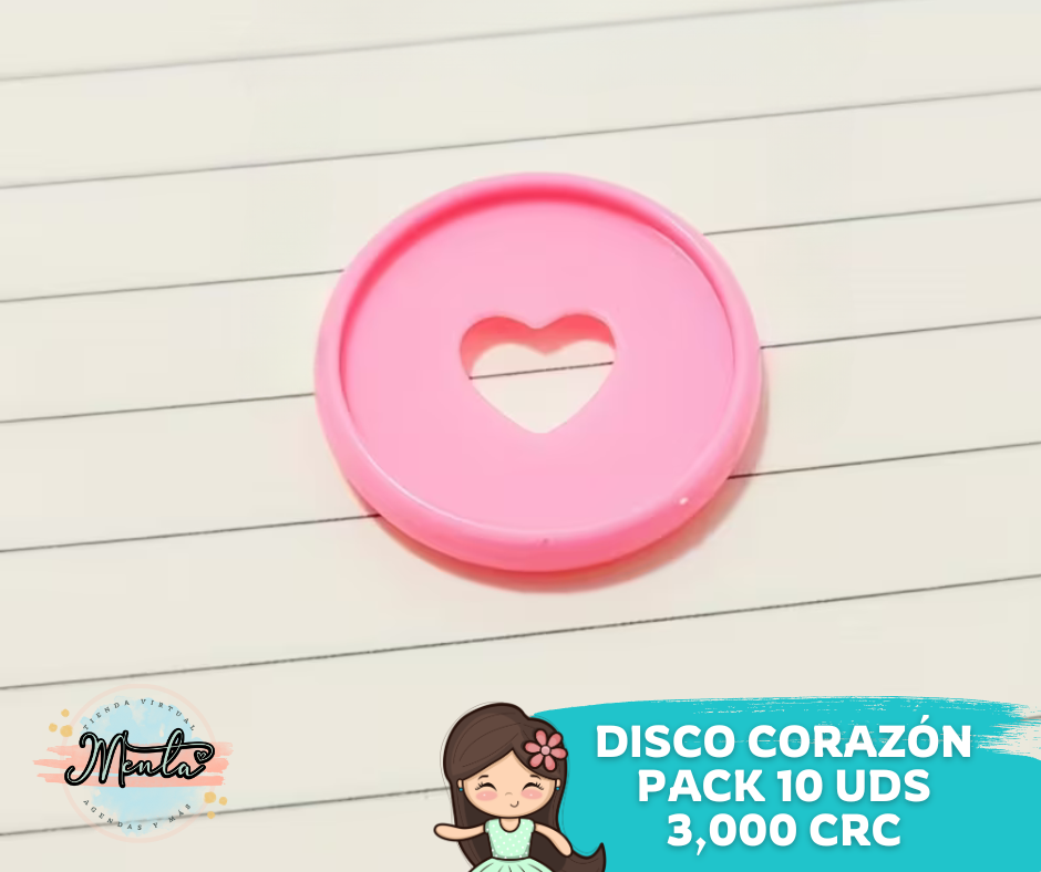 Discos Corazón 28mm Pack 10Uds
