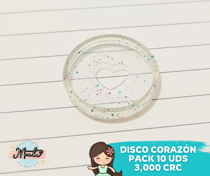 Discos Corazón 28mm Pack 10Uds