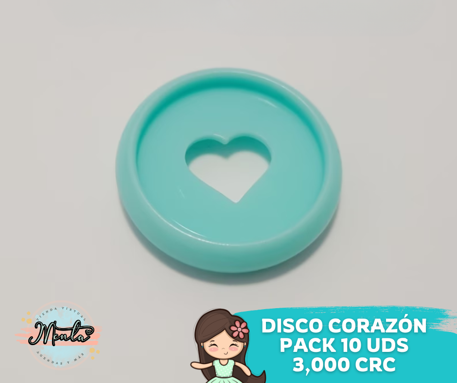 Discos Corazón 28mm Pack 10Uds