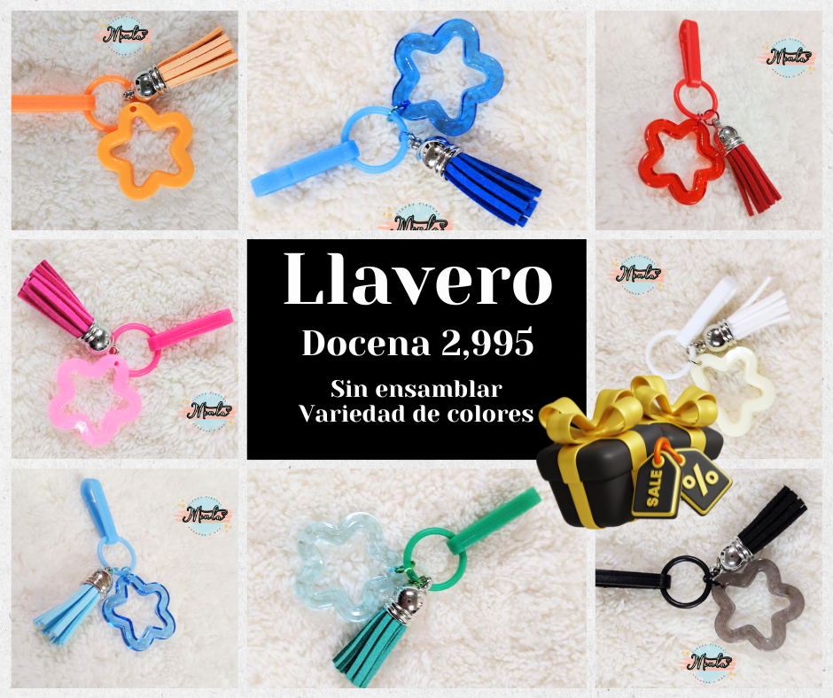 Docena Llavero trío colores pastel