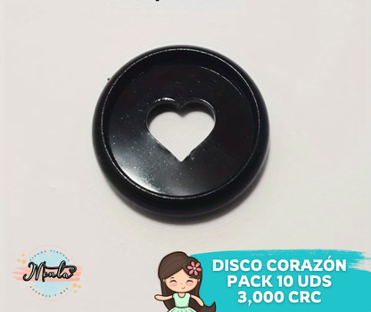 Discos Corazón 28mm Pack 10Uds