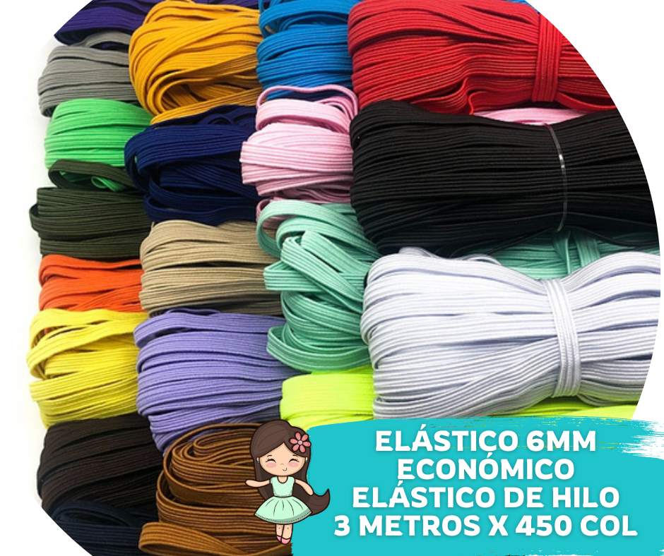 Elástico económico 6mm rollo 3mts
