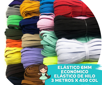 Elástico económico 6mm rollo 3mts
