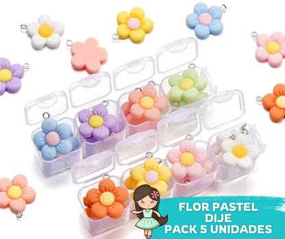 Dije Flor Pastel 6 Unidades