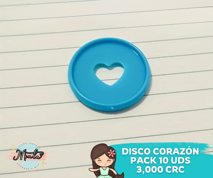 Discos Corazón 28mm Pack 10Uds