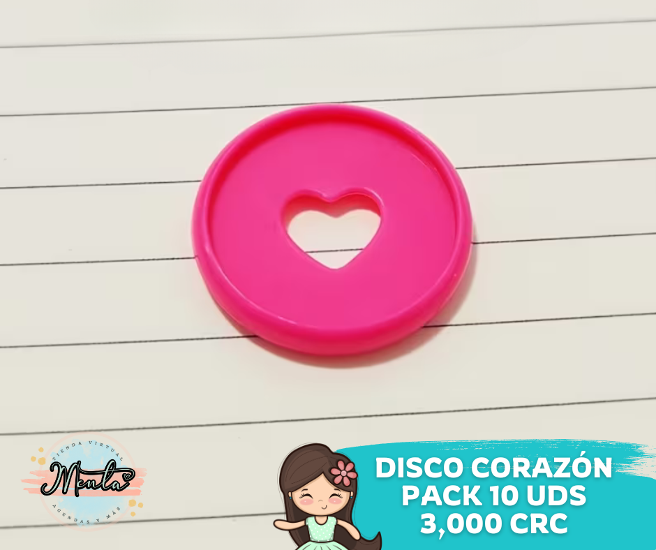 Discos Corazón 28mm Pack 10Uds