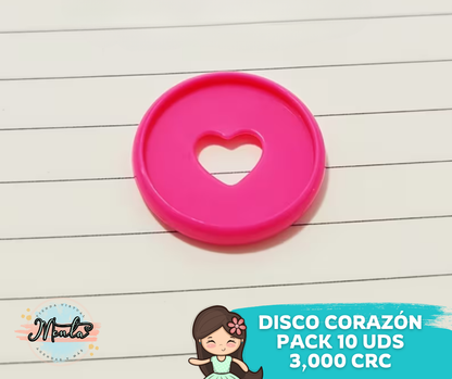 Discos Corazón 28mm Pack 10Uds
