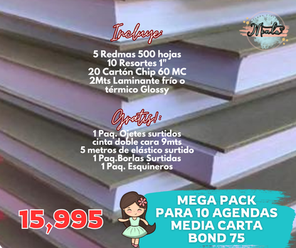 Mega Pack 10 Agendas Media Carta BOND 75