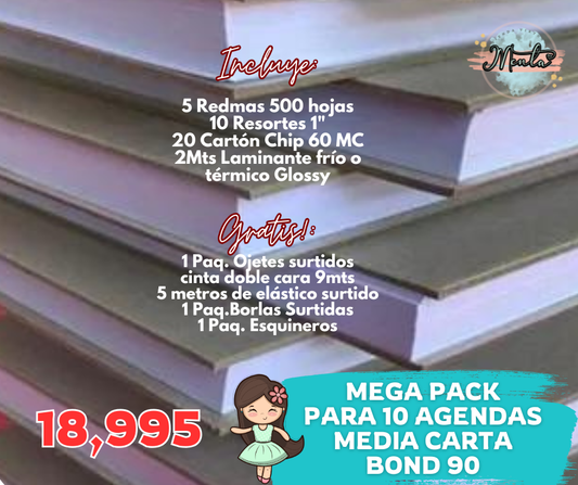 Mega Pack 10 Agendas Media Carta BOND 90