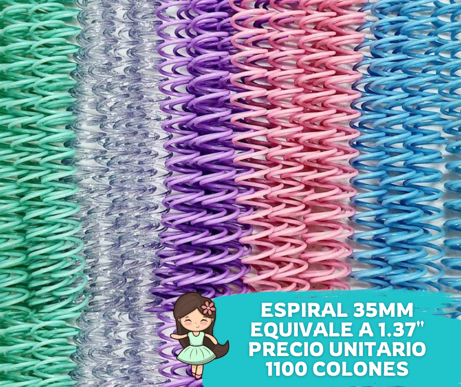 Espiral Plástica Paso 2:1 tamaño 35mm (unidad)