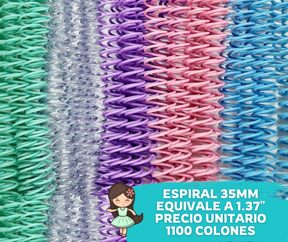 Espiral Plástica Paso 2:1 tamaño 35mm (unidad)