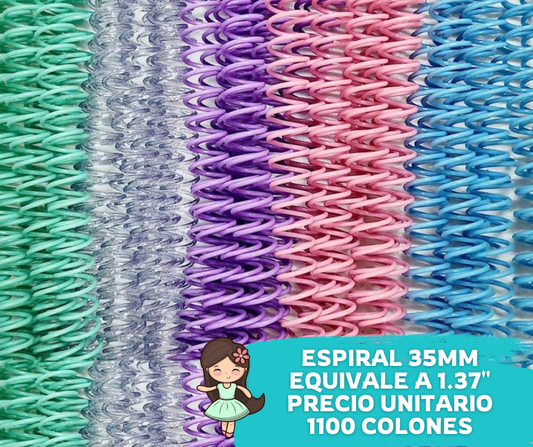 Espiral Plástica Paso 2:1 tamaño 35mm (unidad)