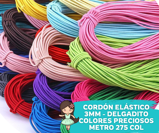 Cordón Elástico 3mm colores lisos (Metro)