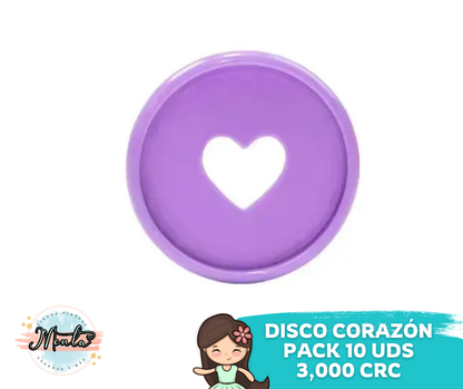 Discos Corazón 28mm Pack 10Uds