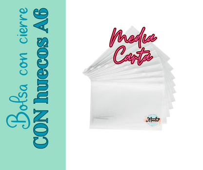 02001 - Bolsita con cierre y 6 huequitos (Tamaño A6)