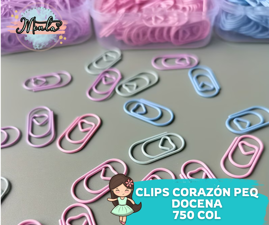 Clips Corazón Mini Docena