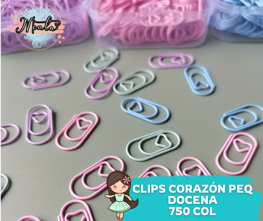 Clips Corazón Mini Docena