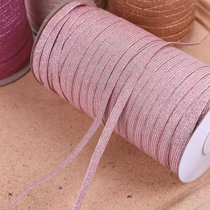 Elástico Plano Glitter Metalizado 6mm (Metro)