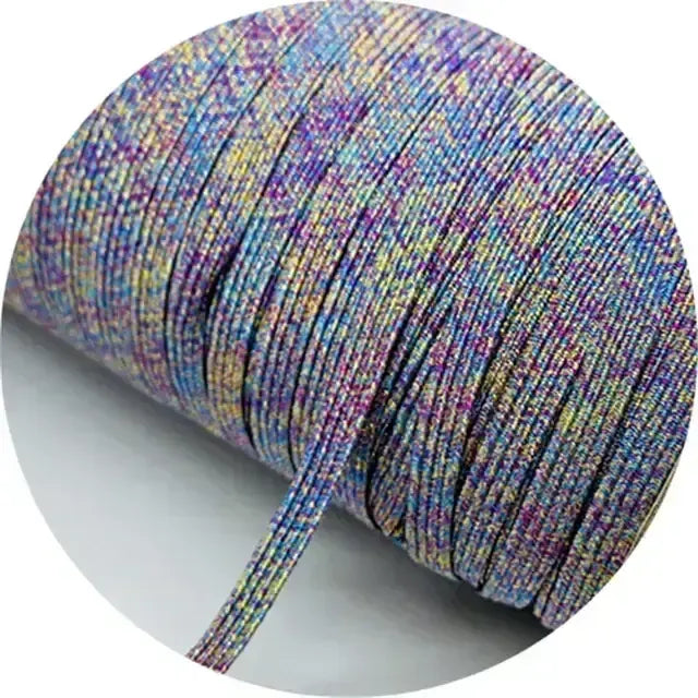 Elástico Plano Glitter Metalizado 6mm (Metro)