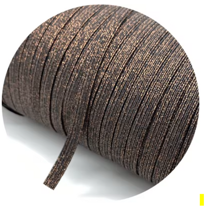 Elástico Plano Glitter Metalizado 6mm (Metro)